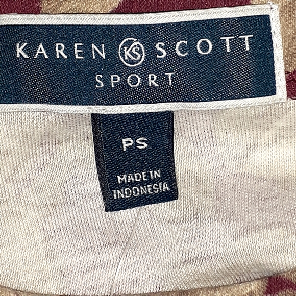 KAREN SCOTT SPORT FLORAL WOMEN'S SIZE PS HALF SLEEVE BURGUNDY NWT - Picture 7 of 10
